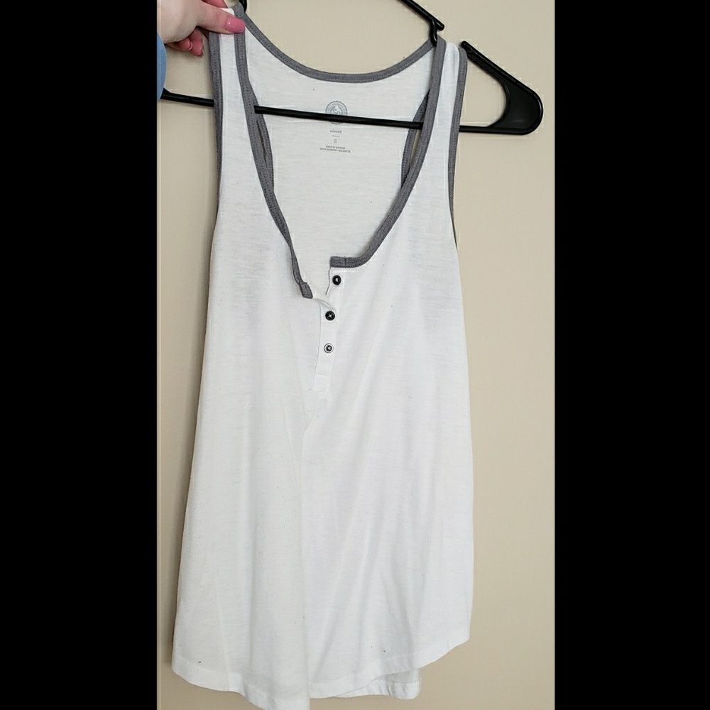 White partial button down tank top